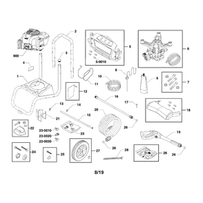 Main Unit Diagram and Parts List for 021020-00  Briggs and Stratton Pressure Washer